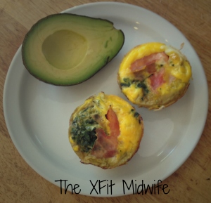 Spinach and ham egg muffins with 1/2 an avocado. A great breakfast.